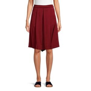Donna Karan Deep Red Tomato Girl Summer Pull on Pleated Shorts Bermudas Size S